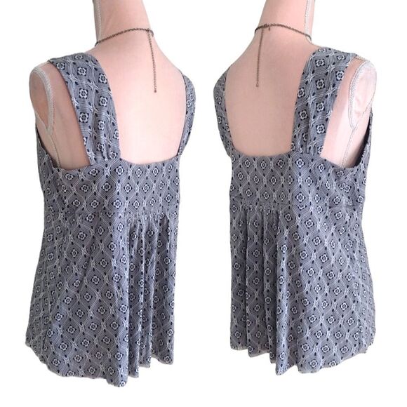 Y2K Michael Kors Blue Grey Geometric Layered VNeck Tunic Tank Top Large - Picture 11 of 17